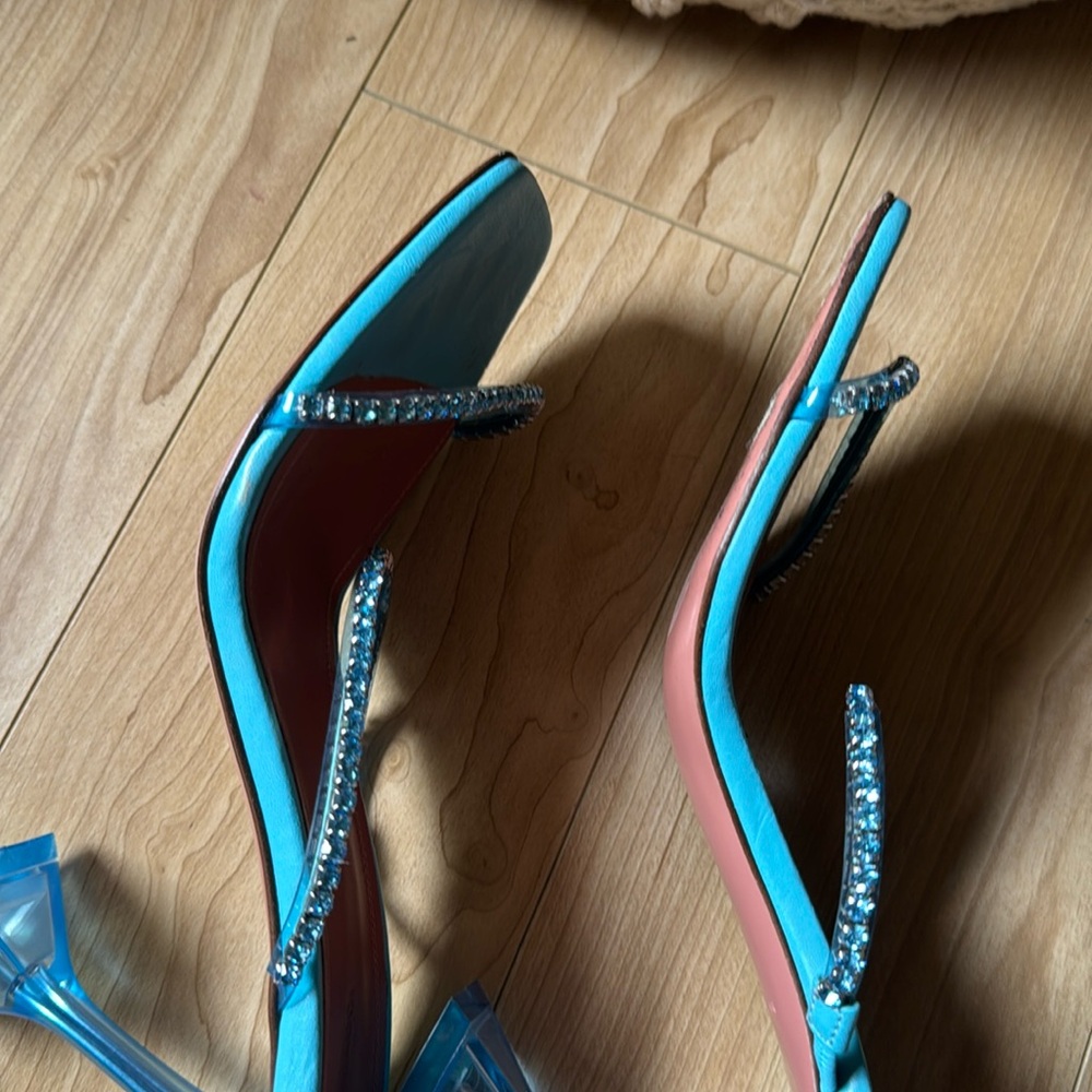 Amina Muaddi Gilda Crystal-Embellished Blue Heel - Picture 9 of 9